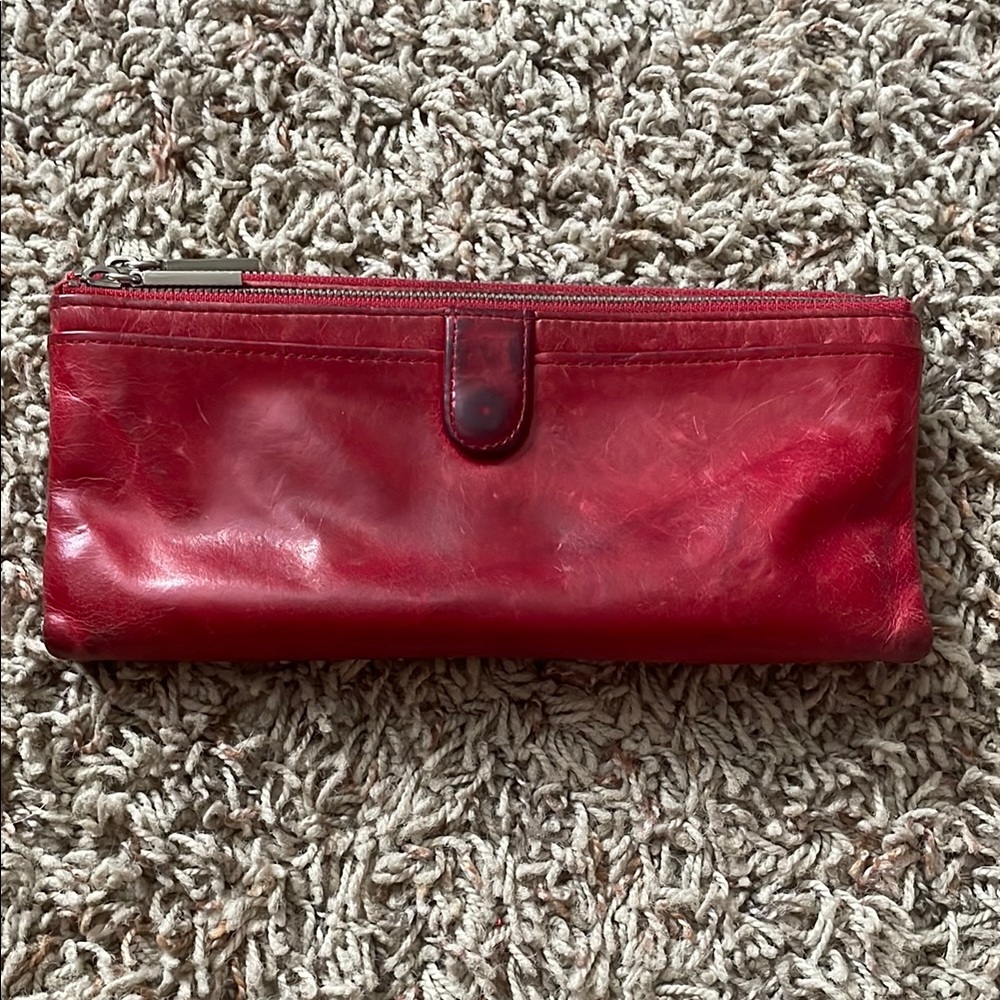 Hobo wallet, red leather